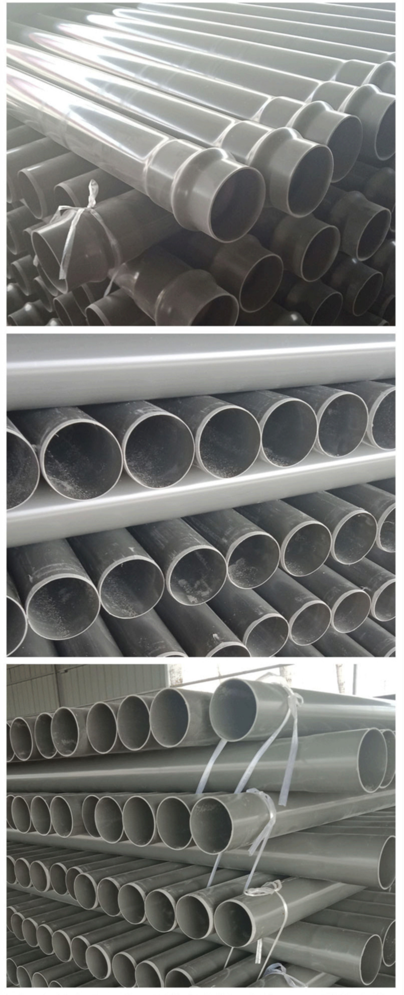 Co built PVC farmland irrigation pipes, garden greening irrigation pipes, 110 gray agricultural water supply and drainage pipes, PVC pipes in stock