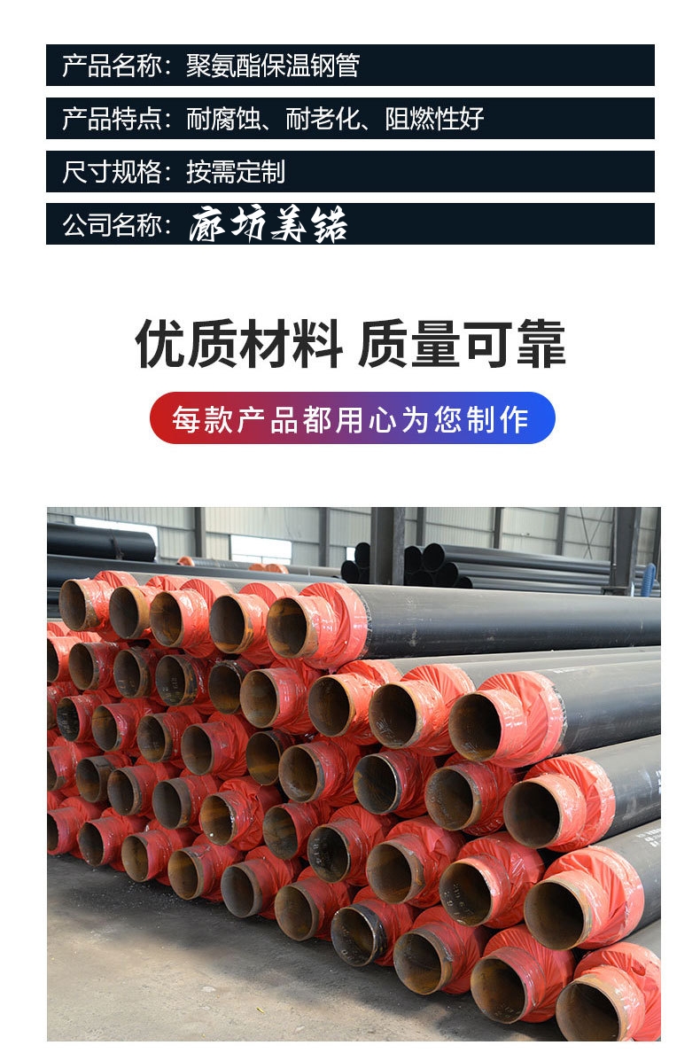 Complete prefabricated and directly buried types of hard polyurethane foam insulation pipes for Meihao pipeline