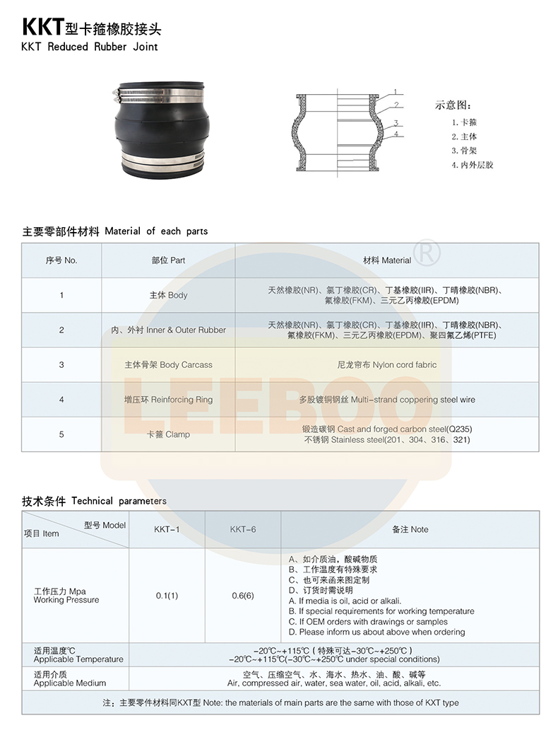 Clamp type rubber joint, red silicone type pipeline quick connector LEEBOO/Libo