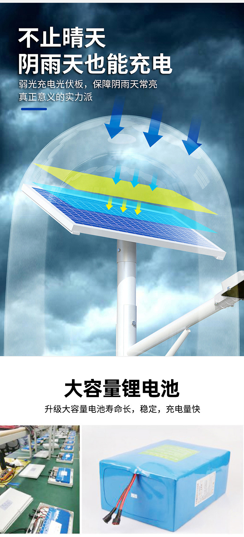 6-meter outdoor solar street light LED new rural lighting 60W municipal road lighting