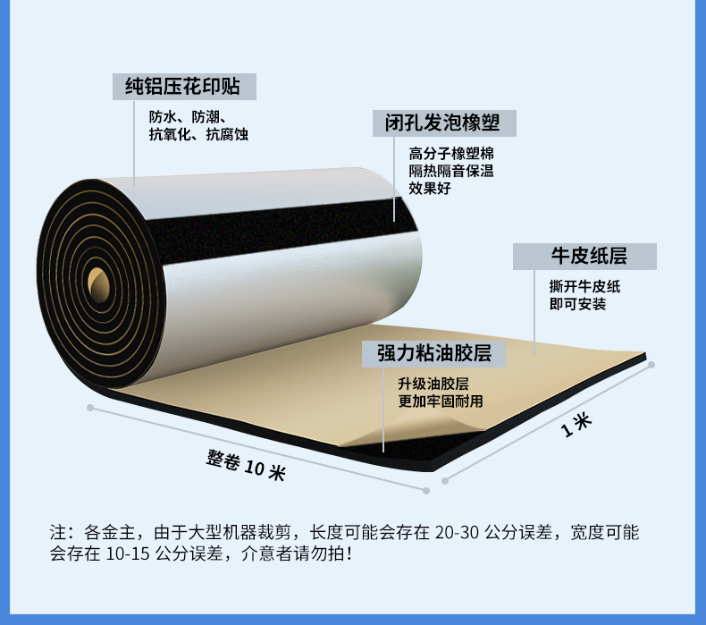 Thermal insulation cotton, rubber plastic cotton, sound insulation, self-adhesive sun protection, heat insulation board, high-temperature resistant insulation material, roof, sunlight roof