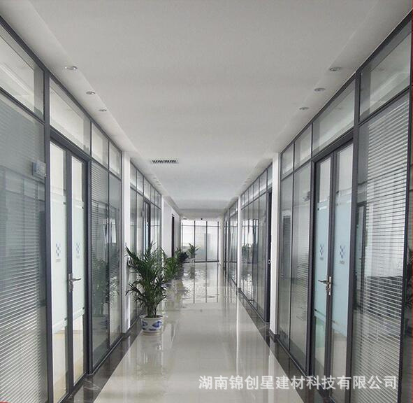 Office glass partition wall, double glass louver partition, hotel office glass partition, fireproof partition