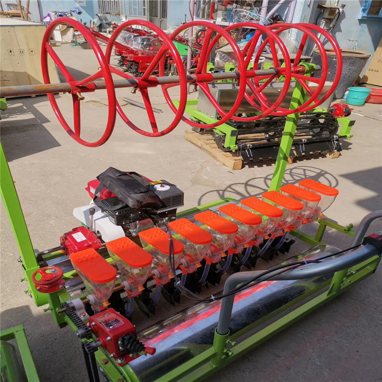 Tractor with coriander seeder, Chengyu chrysanthemum spot seeder, 5-row vegetable precision seeder