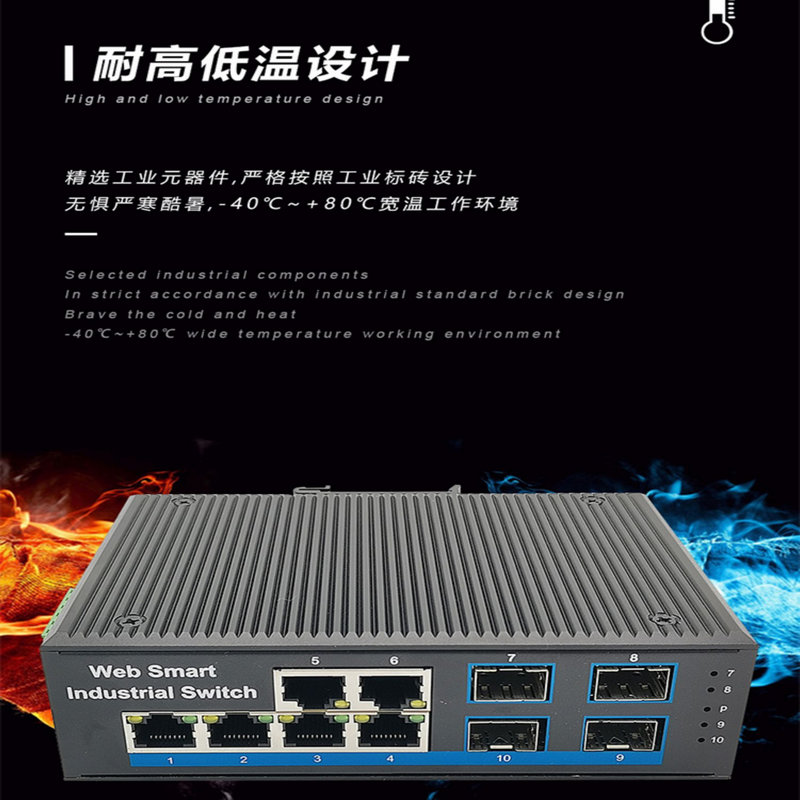 4 optical 6 electrical all gigabit WEB network managed Industrial Ethernet switch 4 optical 8 electrical industrial ring network switch