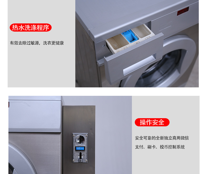 Automatic addition of laundry detergent softener with cold and hot water inlet system for commercial