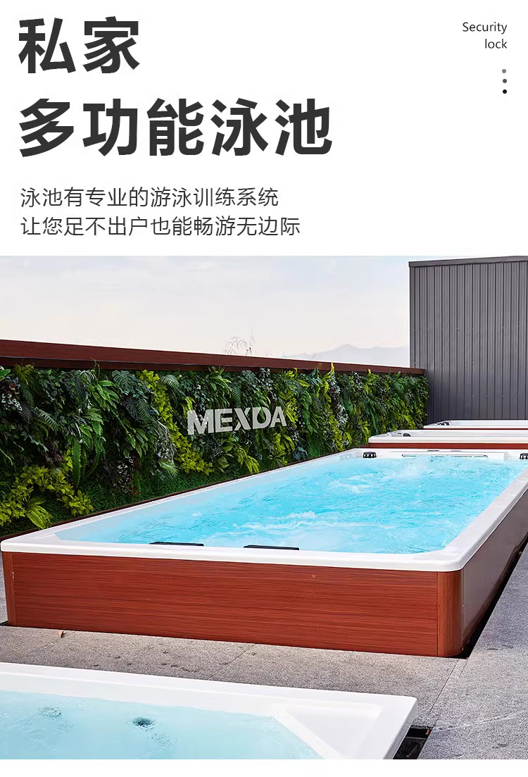 Yihua Bathroom Villa Garden Household Super Large Thermostatic Swimming Pool with a Length of 12 meters, a Width of 2.2 meters, and an Integrated Massage and Bubble Pool