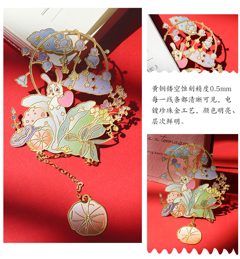 Creative Animal Paradise Metal Bookmark Chinoiserie Style Cultural Creative Hollow out Bookcase Student Gift Enterprise Gift Customization