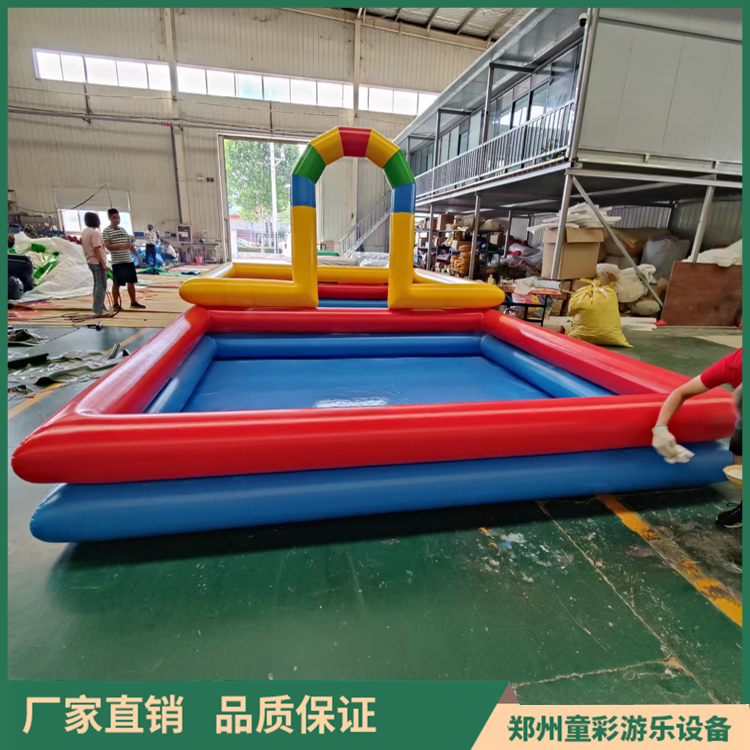 Tongcai inflatable three story pool square trampoline toy outdoor double layer ball pool mobile trampoline swimming pool