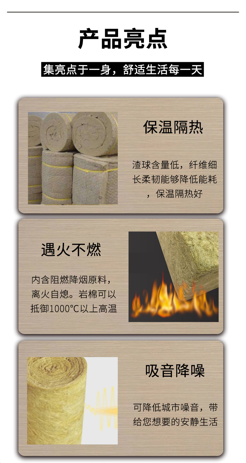 50mm rock wool insulation roll felt A and fire, sound, and insulation board professionally customized with a unit weight of 80-150