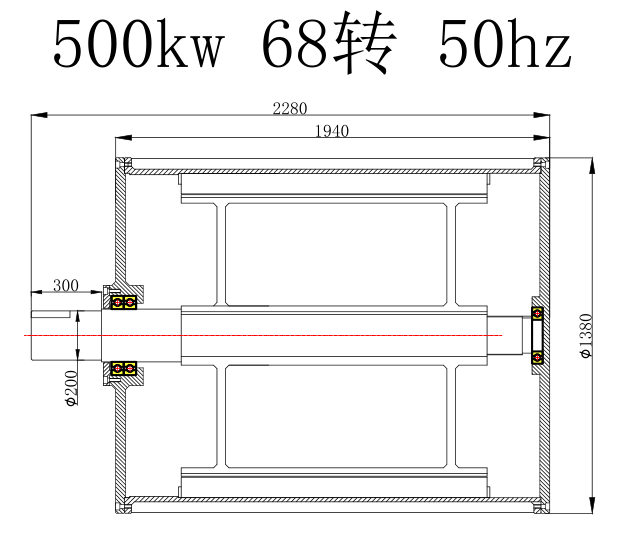 500kw 68 RPM high-power low speed three-phase AC synchronous direct drive rare earth hydraulic wind permanent magnet generator