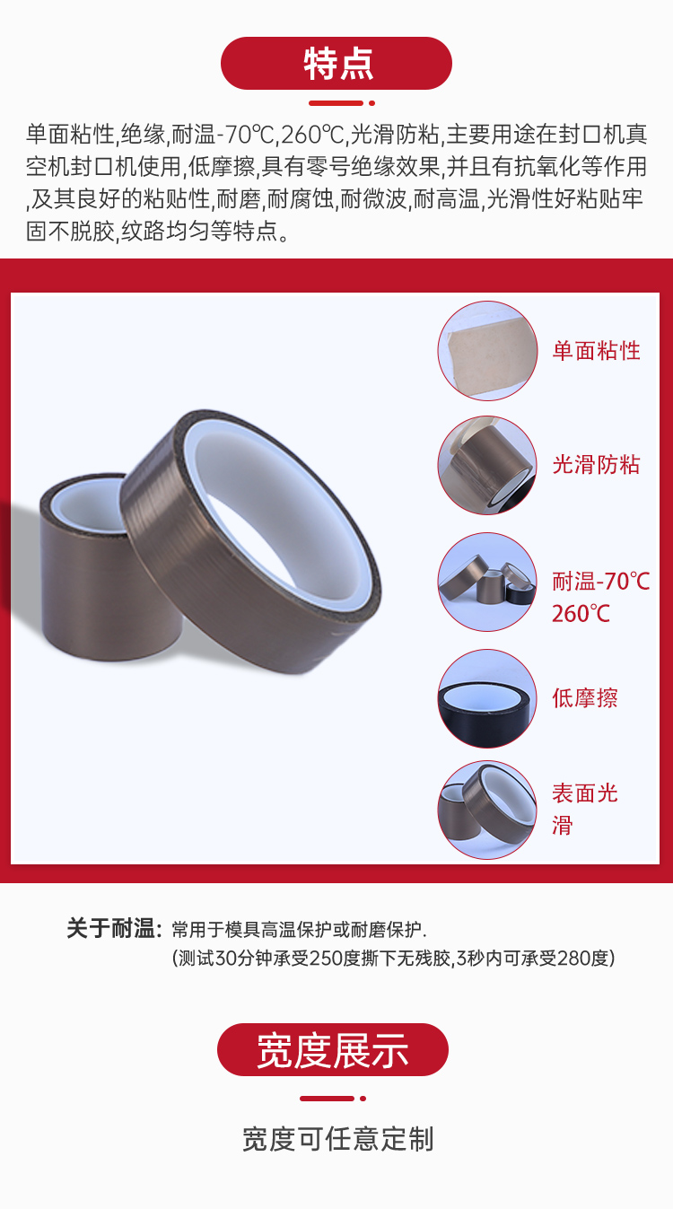 Polytetrafluoroethylene Teflon film high temperature tape, anti-static, heat insulation, high voltage resistance