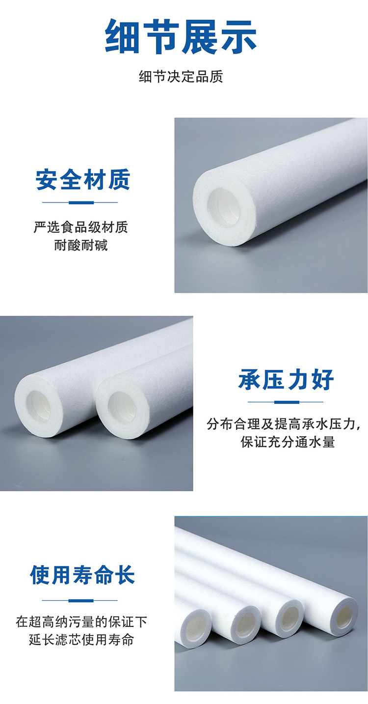 Haite Filter Water Treatment Purification 10 inch Melt Blown Filter Element with Framework Corrosion Resistance