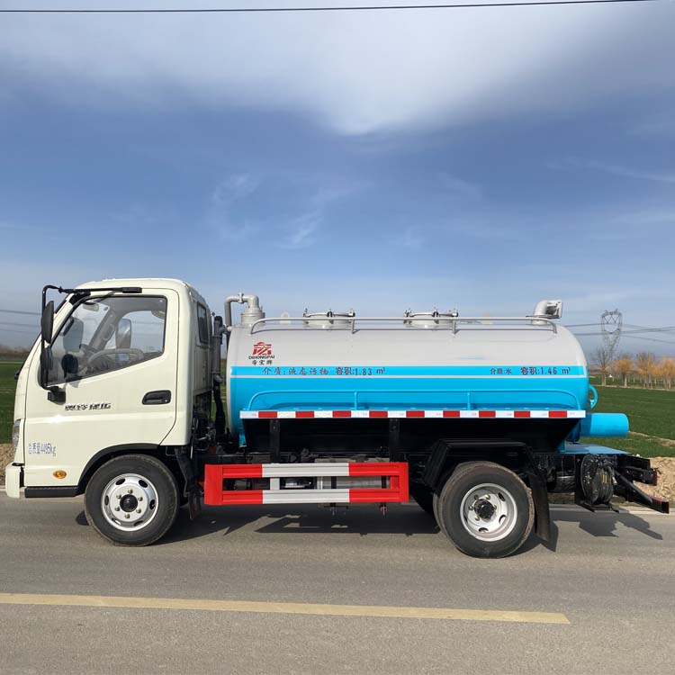 Blue Label Futian Aoling 4-way Sewage and Septic Suction Truck with 132 horsepower is suitable for small and medium-sized community enterprises, residential areas, and schools