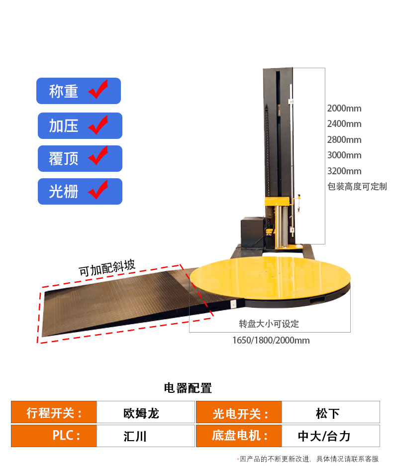 Pallet wrapping packaging machine, film wrapping packaging machine manufacturer, intelligent automatic film wrapping machine, one click start in stock