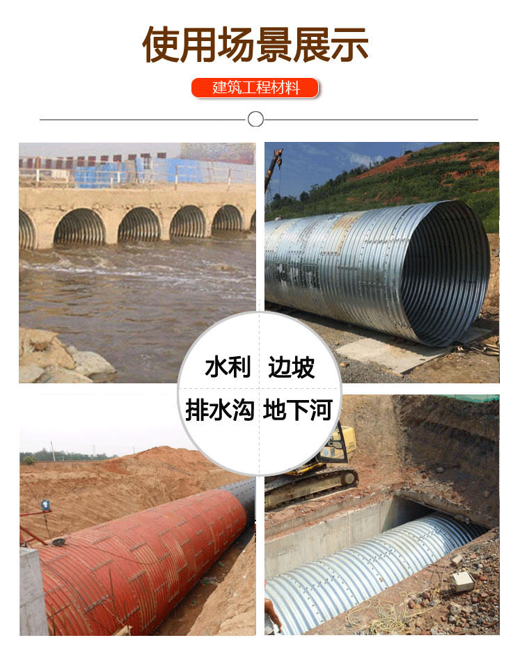 Jincheng steel corrugated culvert pipe with a diameter of 1.5 meters, bridge steel corrugated pipe