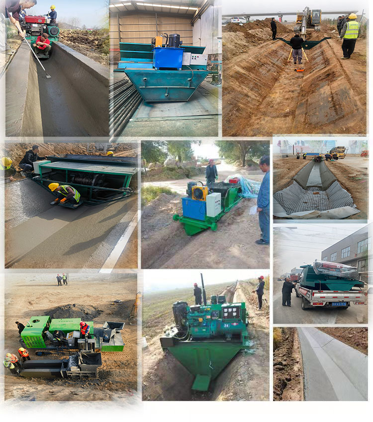 Water channel cast-in-place molding machine, concrete lining channel equipment, traction type road drainage ditch channel sliding film machine