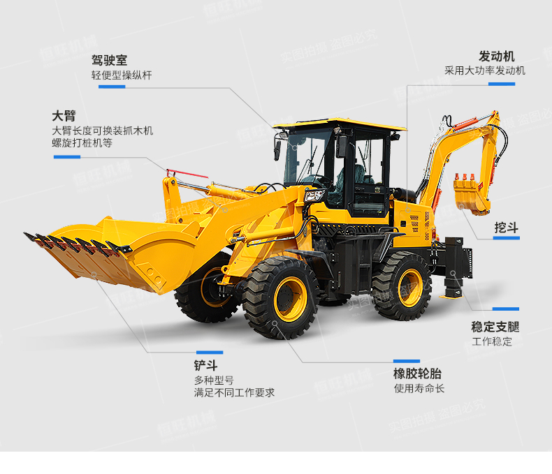 Hengwang HW08-12 Excavating and Loading Integrated Machine Two Busy Engineering Shovel Excavating Integrated Machine