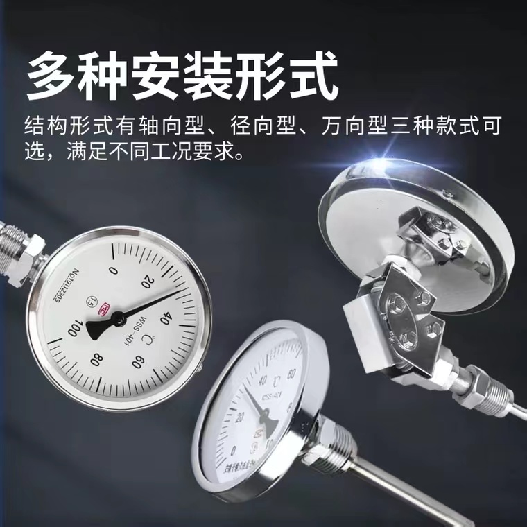 Leici WSS-411 wss series bimetallic thermometer can be customized with radial and axial universal shock resistance