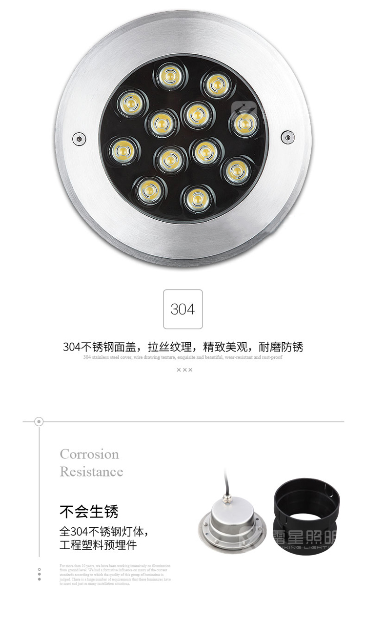 Lei Xing Outdoor IP68 Waterproof Stainless Steel Embedded Fish Pool Landscape Underwater Buried Lamp LX-SDD-020