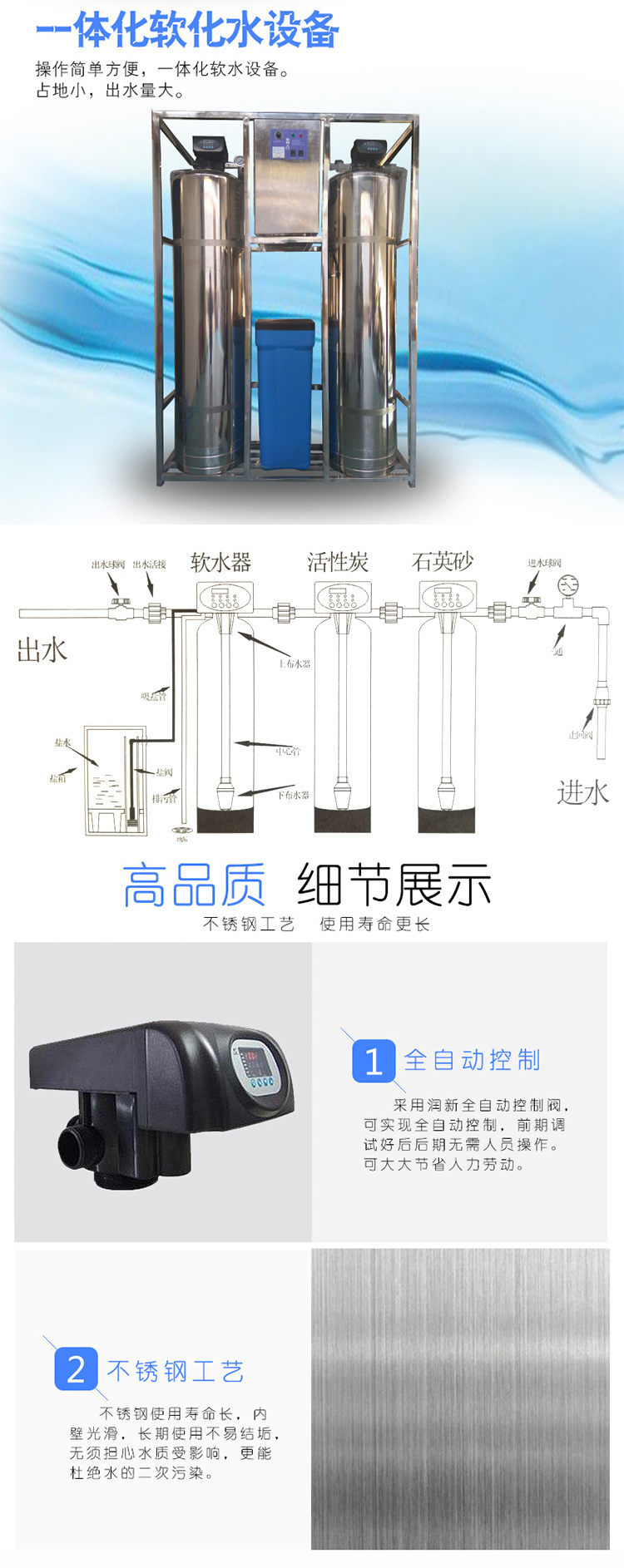 6-ton single stage softened water treatment equipment with large processing capacity and stable operation of water purification equipment