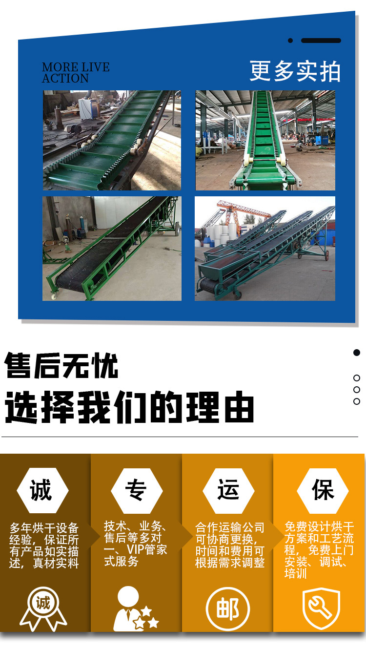 Customizable mobile belt conveyor for loose grain particle loading, unloading, and transportation equipment on slopes