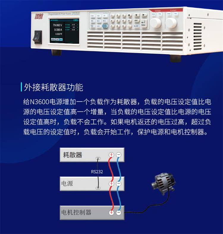 NGI high-power programmable DC power supply N3618-240-060 with a power of 1800W applied in the field of electromechanical control