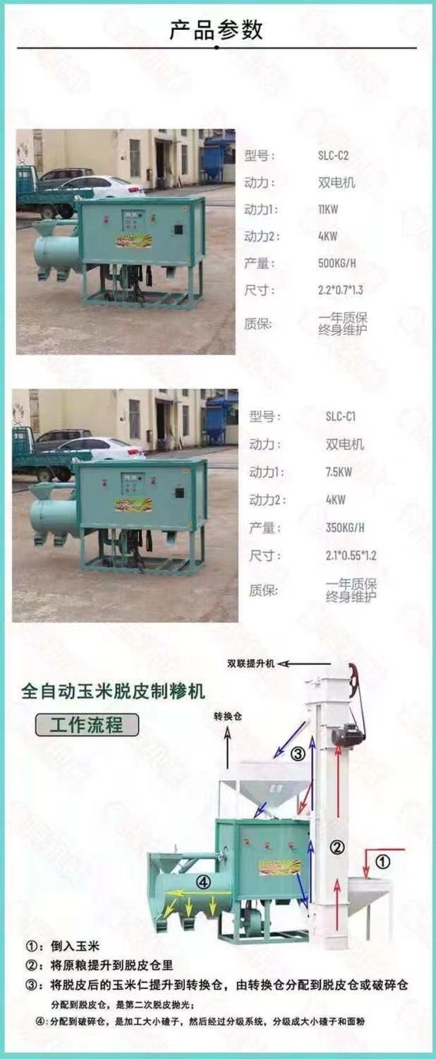 Corn Peeling and Gritting Machine Multifunctional Peeling, Grit Breaking, and Noodle Making Machine Commercial Grit Making Machine