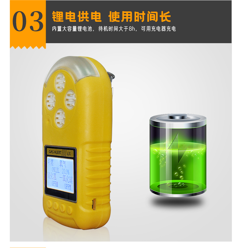 Four in one gas detector Huiruipu portable natural gas hydrogen sulfide carbon monoxide toxic alarm