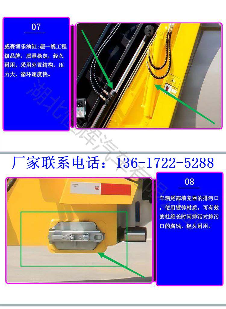 6-way compressed garbage truck Dongfeng Huashen Municipal Environmental Sanitation Garbage Treatment Transport Vehicle Equipment flips over after hanging the bucket