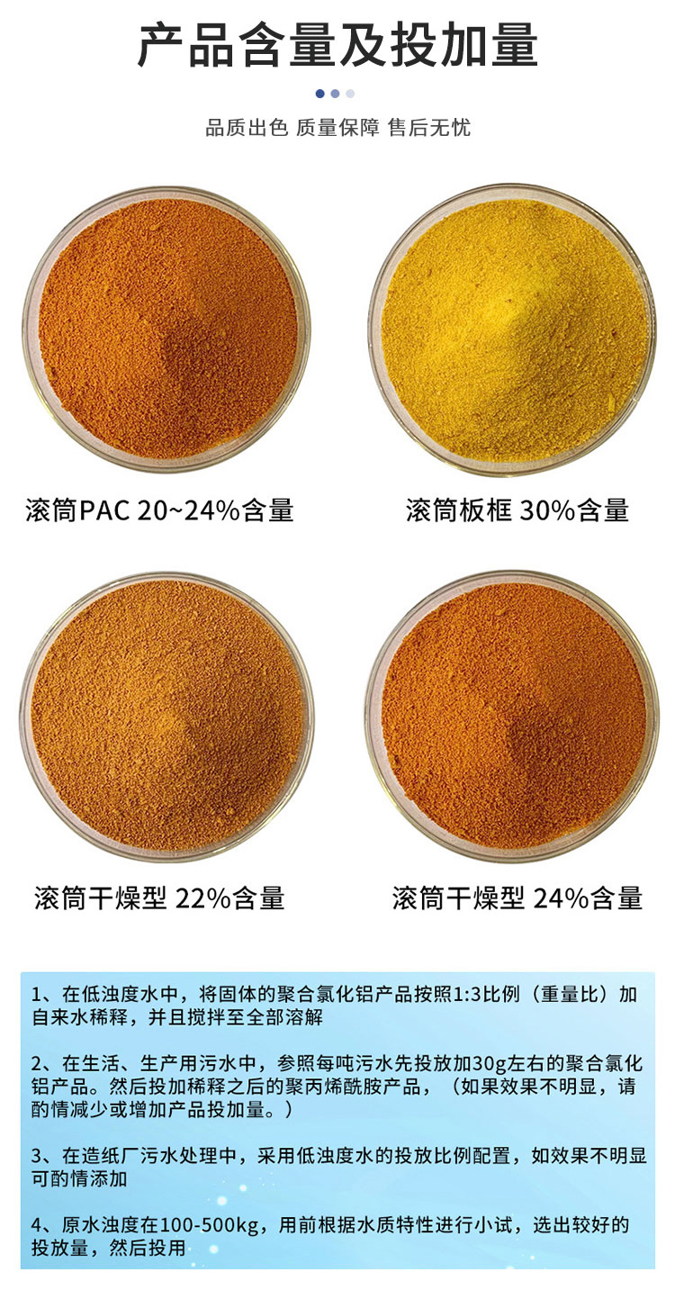 Industrial grade polyaluminum chloride Al2O3 domestic sewage filtration treatment flocculation precipitation pac