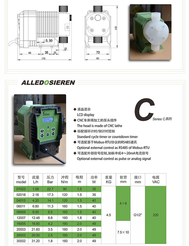 Aldous metering pump electromagnetic diaphragm dosing pump explosion-proof mechanical diaphragm pump 0.48-30L corrosion-resistant