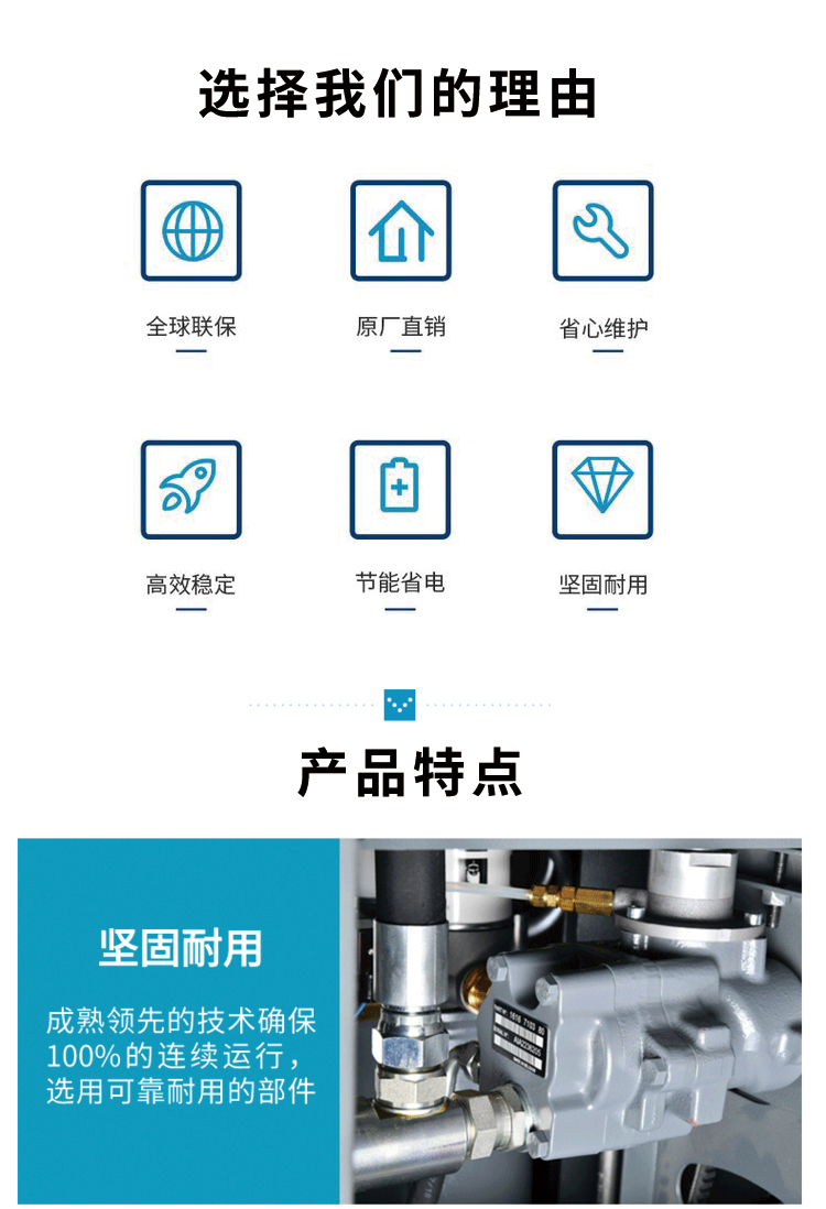 Atlas screw air compressor distributor Wanbei Electromechanical oil lubrication is efficient and reliable