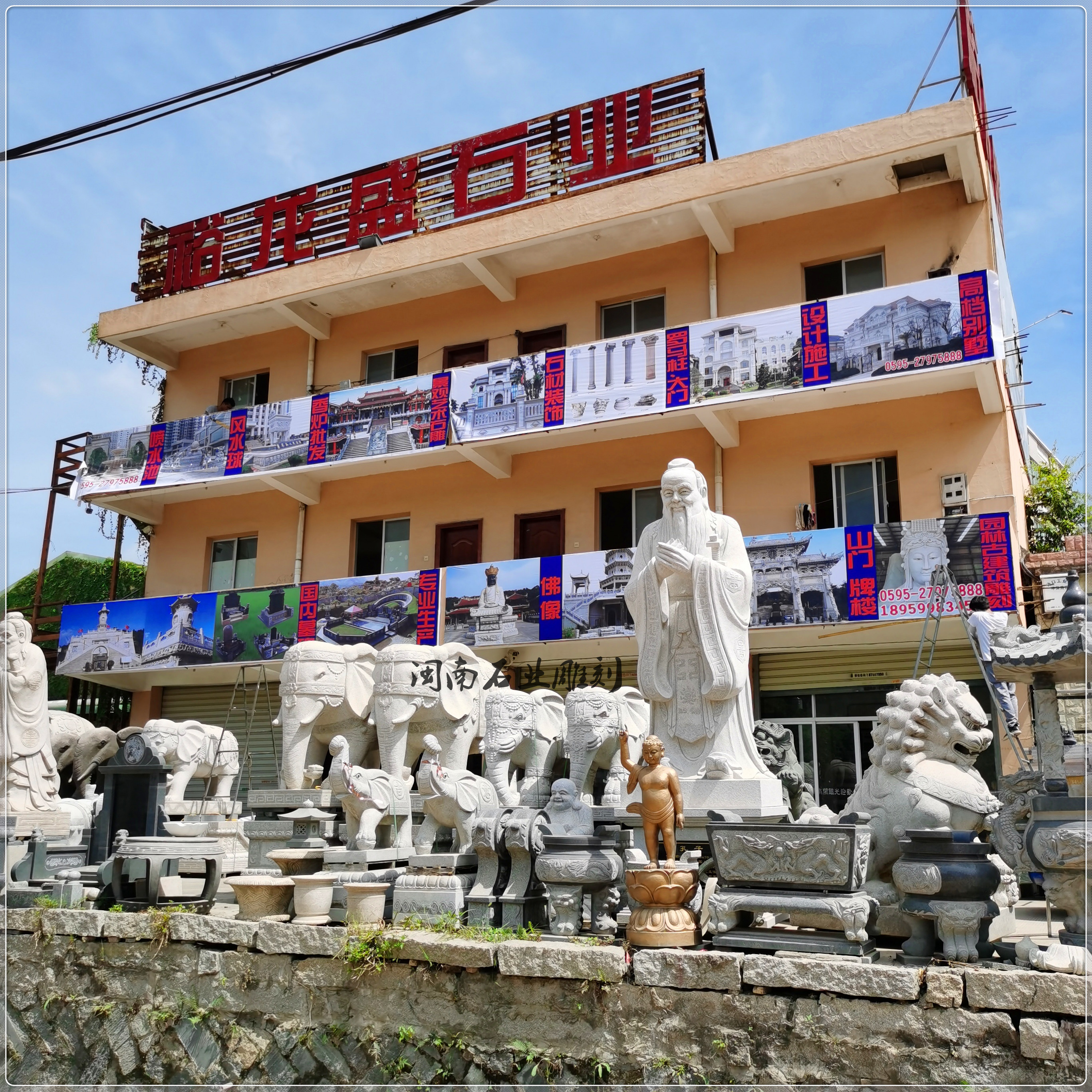 Customized installation of large stone water bowls, courtyard shaped shaped stone bowl fountains, outdoor water landscape