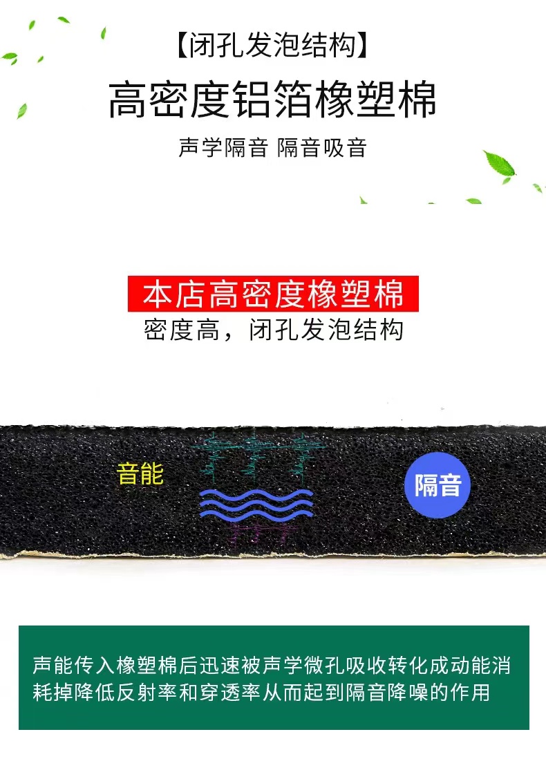 High density flame-retardant rubber plastic soundproofing and insulation cotton, fireproof and sunscreen self-adhesive material