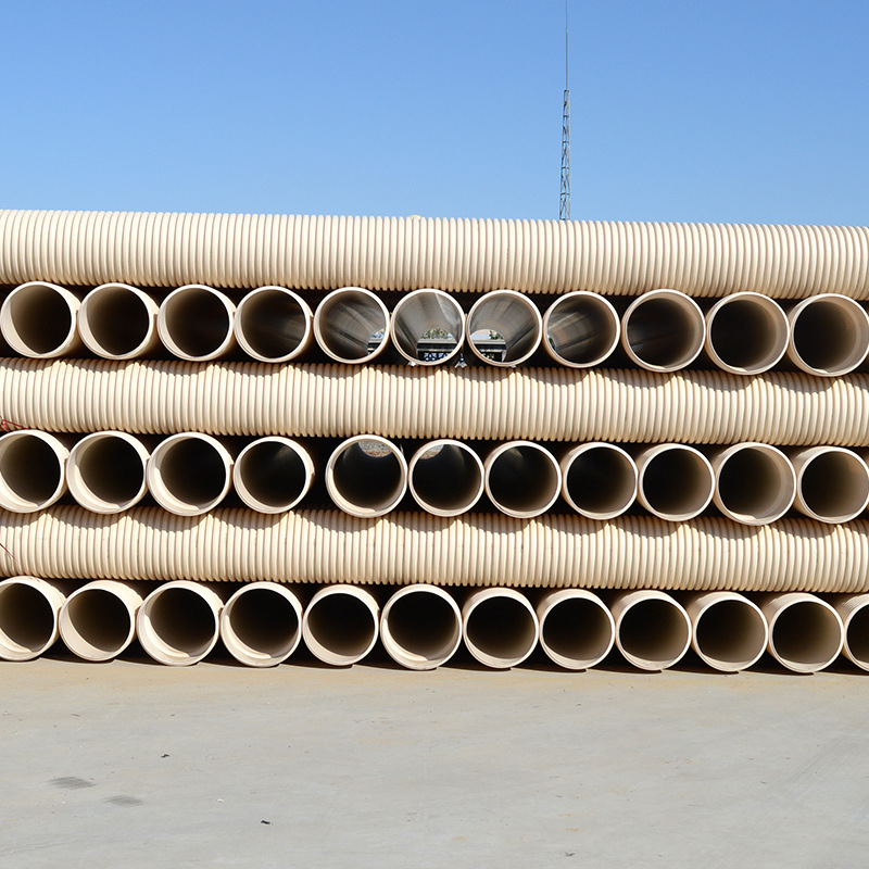 Sichuan UPVC hard polyvinyl chloride double wall corrugated pipe DN250 315 PVC-u corrugated pipe manufacturer