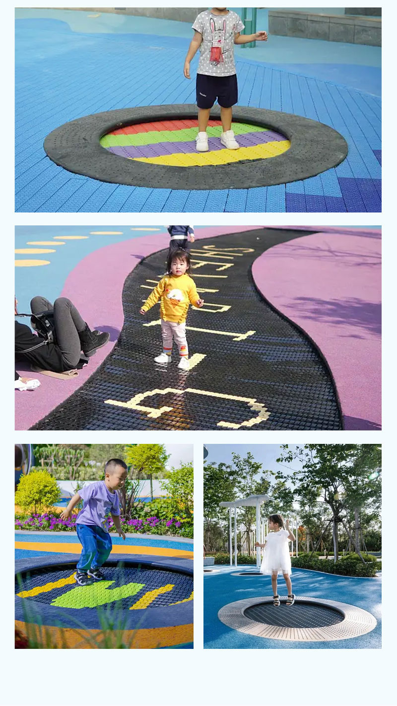 Outdoor trampoline park children's home with protective net outdoor square stall spring trampoline amusement equipment factory