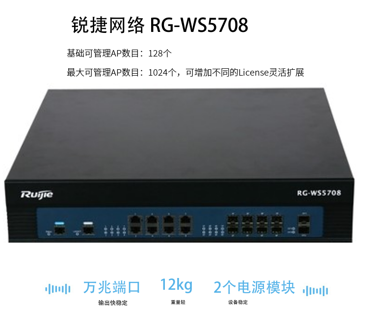 Ruijie Network RG-WS5708 Wireless Controller Can Add Different Licenses for Flexible Expansion
