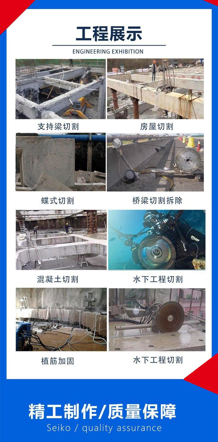 Water drill drilling, drilling, and cutting engineering concrete holes of various sizes