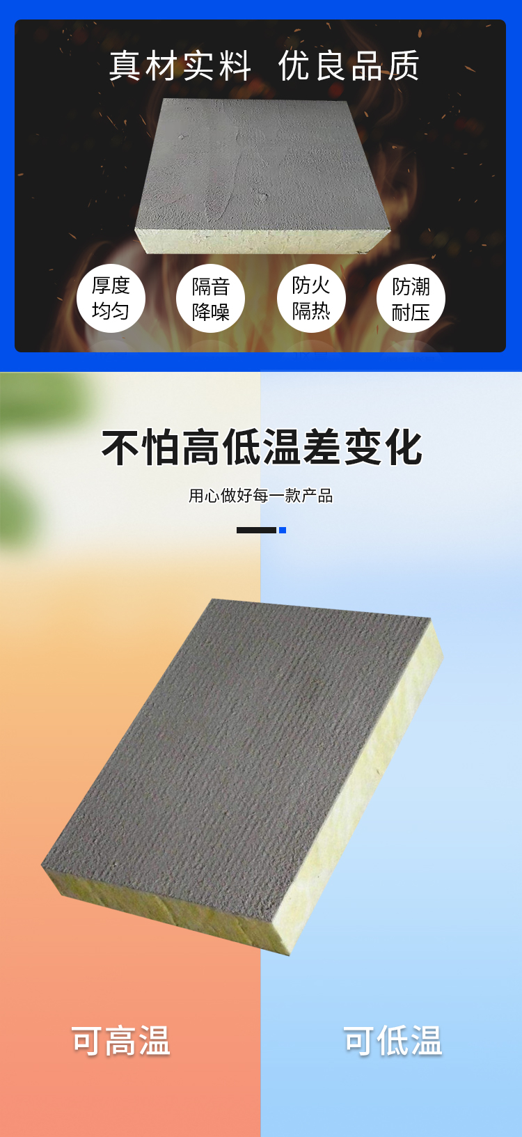 Rock wool composite board for exterior wall fire prevention, flame retardancy, sound absorption, and insulation Rock wool board cement felt mortar insulation board