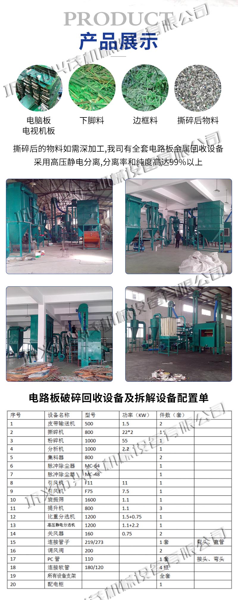 Waste circuit board crushing and recycling production line dual panel crushing equipment PCB board frame material crushing and recycling machinery