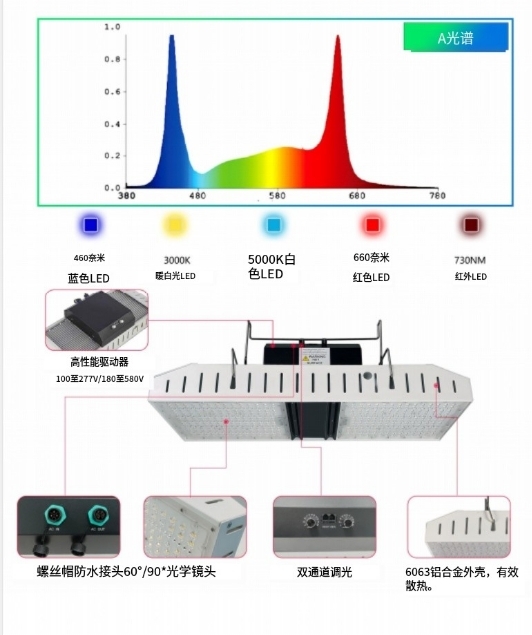 800W rooftop planting plants with strong lighting and wide radiation area provided by foreign growers