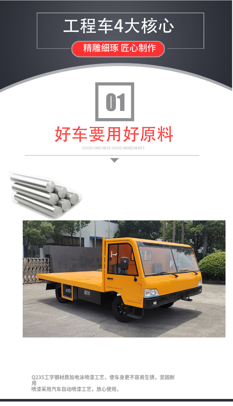 Electric Flatbed trolley of LKS five ton heavy load electric truck for factory electric flatbed truck