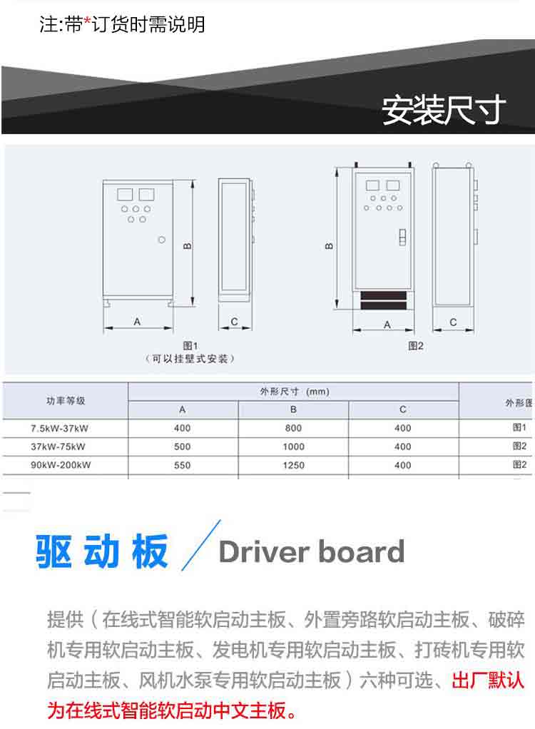 Soft start cabinet, online starter control cabinet, simple operation, 90KW customization