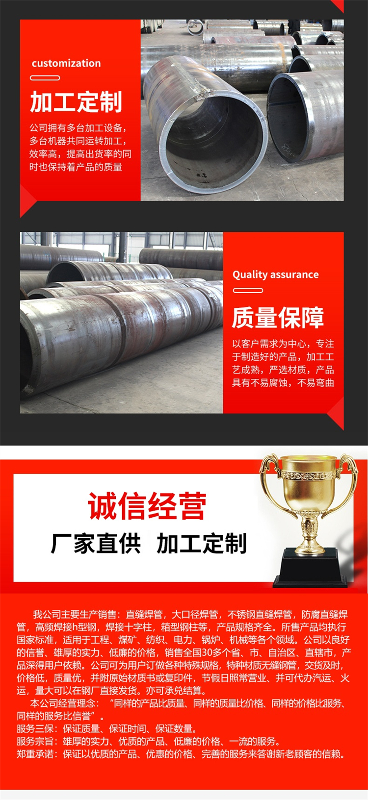 Steel plate coil pipe, submerged arc welding, straight seam steel pipe, steel structure column pipe, conical welded pipe, element construction and processing