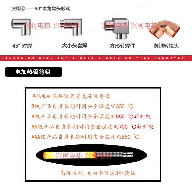 High quality heating tube Xingke electric heating self operated, with insulation outside at 400 degrees Celsius, capable of heating high-power electric heating rods with air