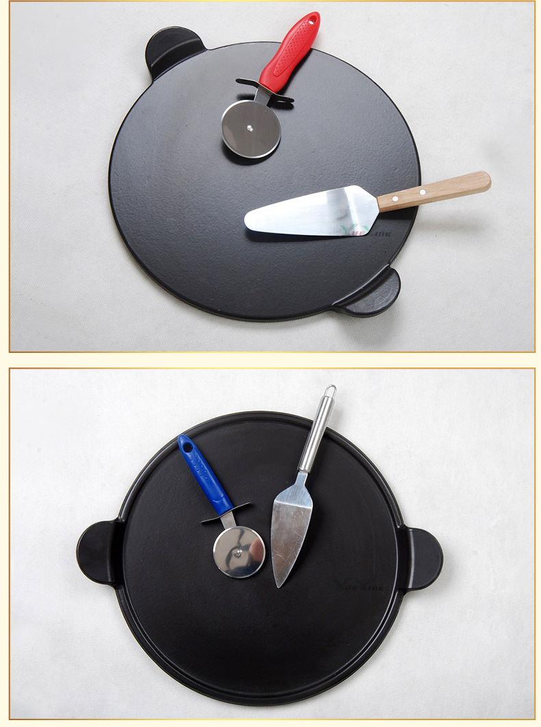 Cordierite pizza baking stone kaolin temperature resistant plate oven oven baking pan round pizza slate with handle