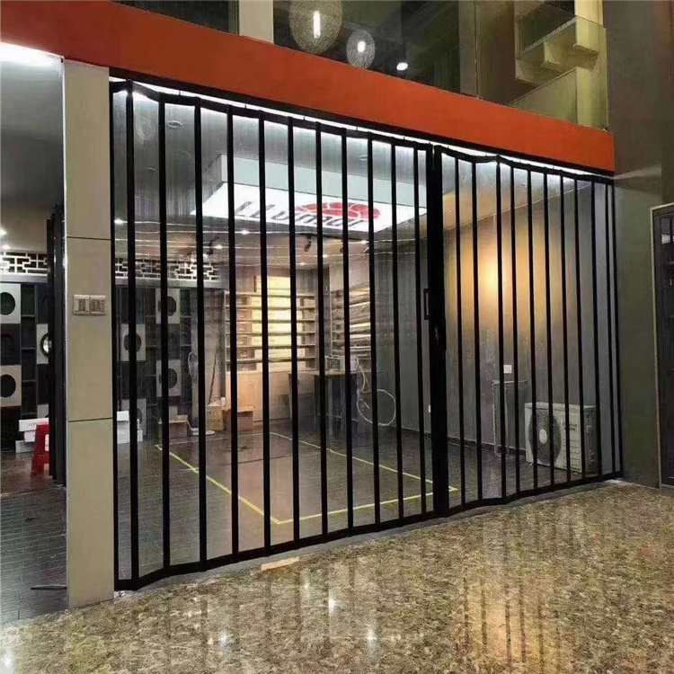 Crystal door, shopping mall, shop, aluminum alloy crystal folding door, manufacturer, curved transparent sliding door