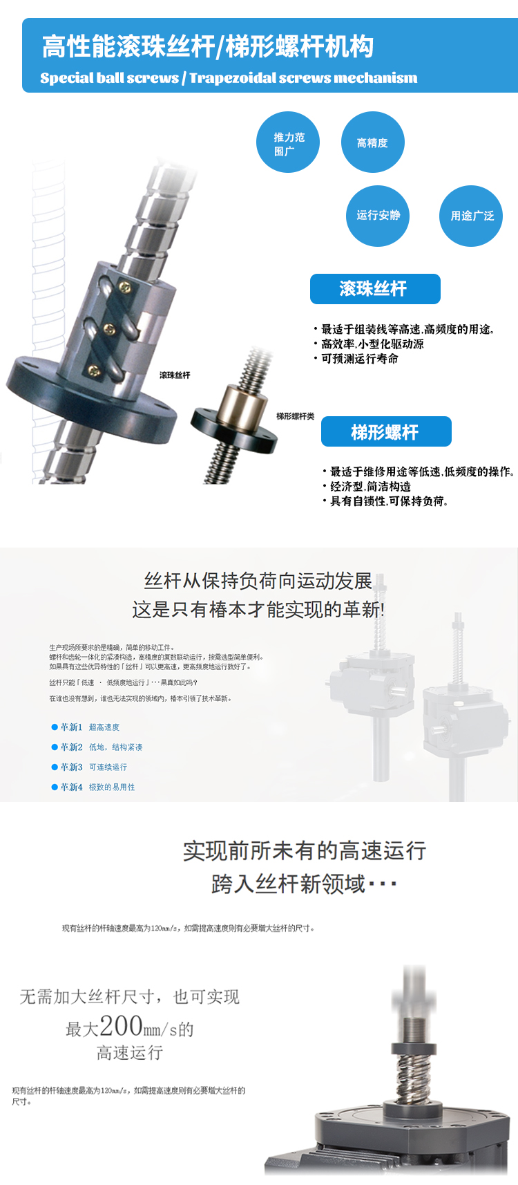 Tsubaki Chunben linear actuator zip chain transmission device ball screw electric cylinder