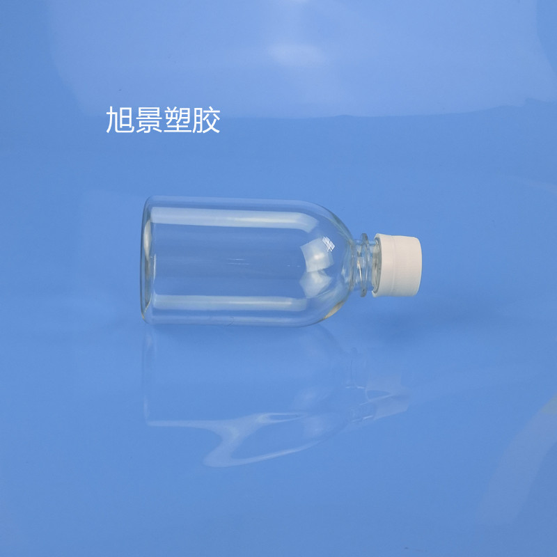 250ML-PET small mouth round bottle with white transparent cap, caliber 22MM, height 131MM, diameter 64MM