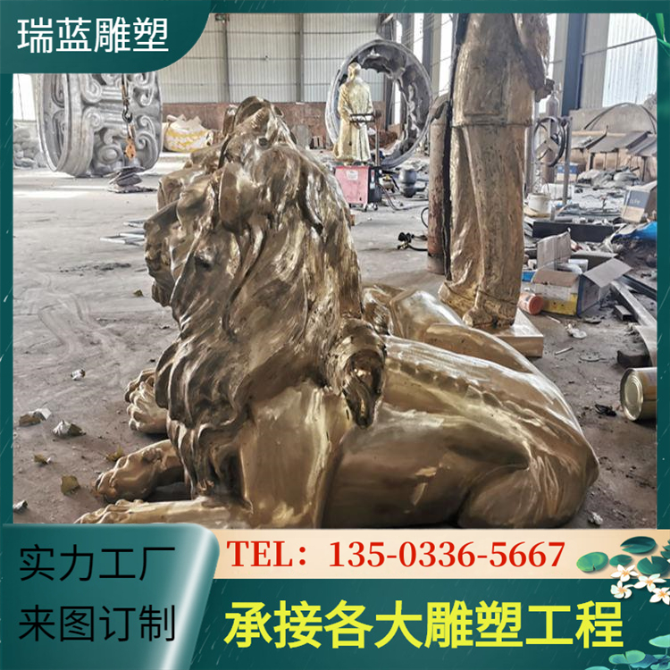 Large cast copper lion ornaments Pure copper HSBC Lion Palace Gate Lion Animal Sculpture Bank Entrance Clubhouse Ancestral Hall ornaments